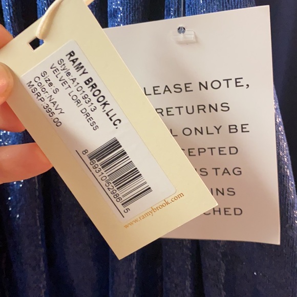 RAMY BROOK Lori Velvet Mini Dress Navy NEW - Picture 4 of 4